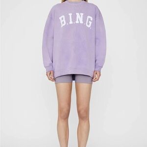 Anine Bing Lavender B.I.N.G. Oversized TYLER Sweatshirt